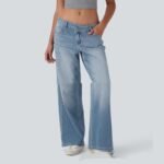 Low Waist Loose Buckle Loose Wide Leg Jeans