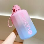 Large Capacity Plastic Cup With Straw Gradient Color Frosted Kettle