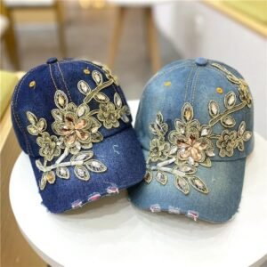 Women's Casual Gold Silk Flower Caps