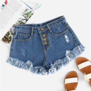 Denim Jeans Distressed Frayed Shorts