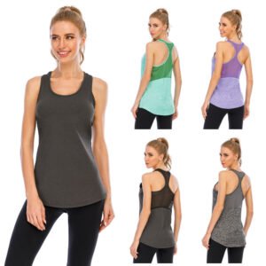 Women's Sports Yoga Mesh Stitched Backless Training Vest
