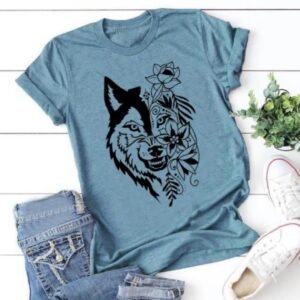 Women's Wolf Head  Short-sleeved Top