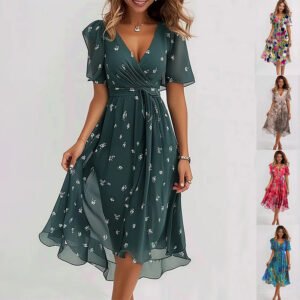 Womens Short Sleeve Elegant Dress