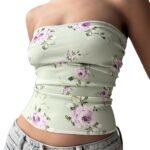 Women Off-Shoulder Fitted Wrap Crop Top