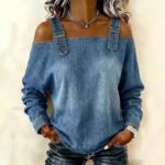 Women's Halter-neck Off-shoulder Long-sleeve Top