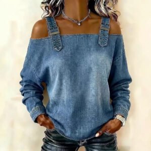 Women's Halter-neck Off-shoulder Long-sleeve Top